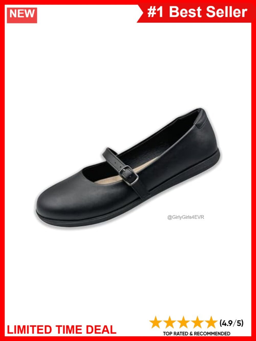 Women's Pointed Toe Skimmer Ballet Flats Buckle Mary Jane Oxfords